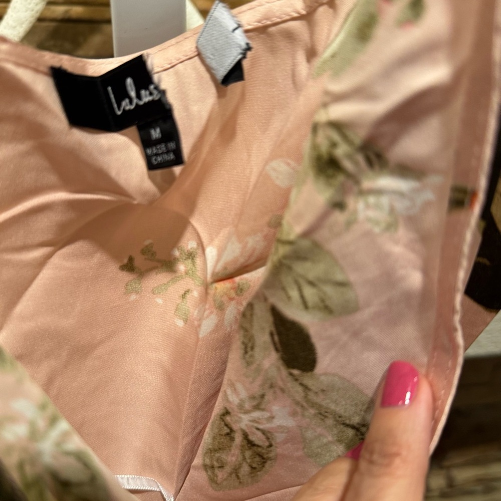 Lulu's Pink Floral Maxi Dress Medium - Picture 7 of 7